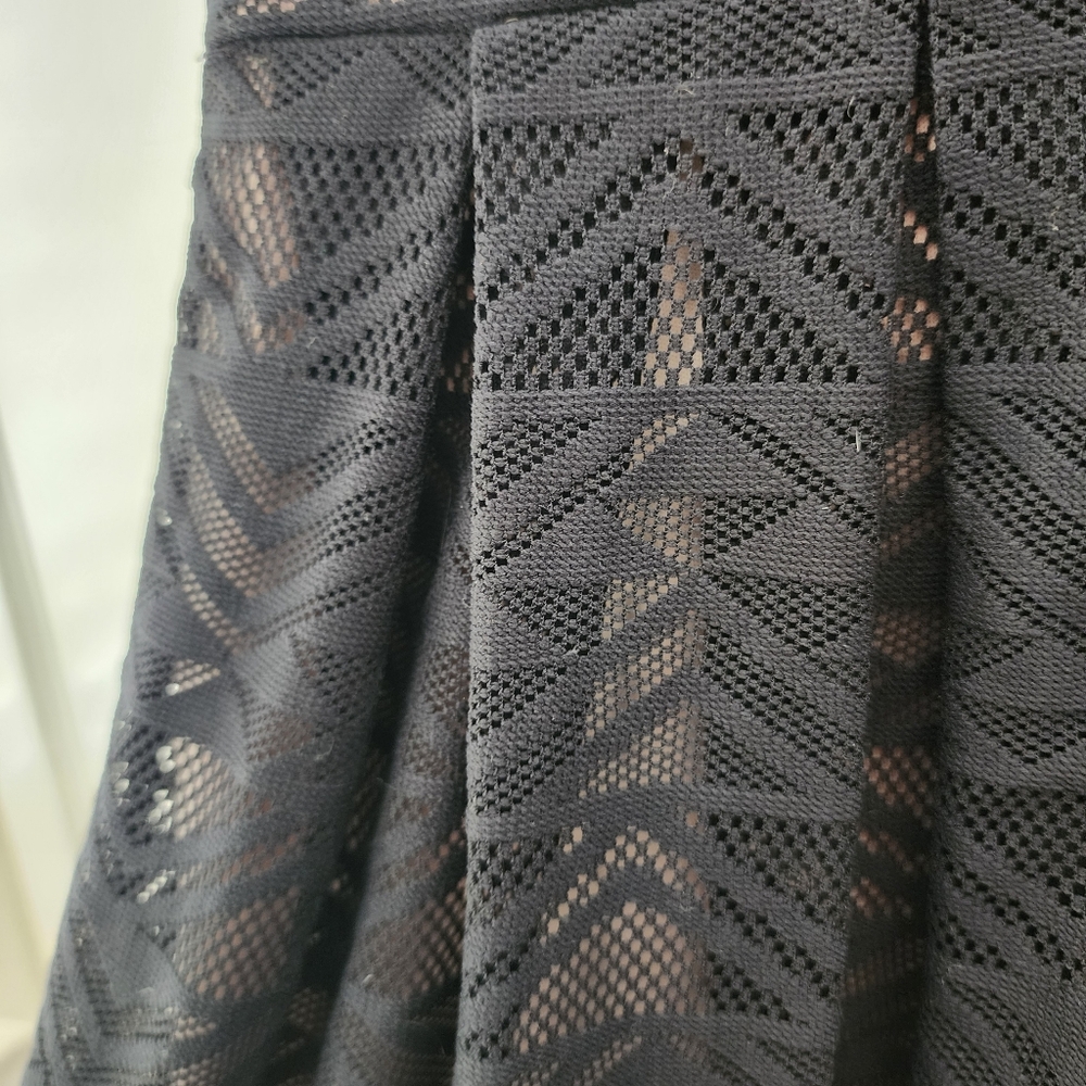 London‎ Times Black and Beige Geometric Midi Dress Size 4 LBS Lace A Line - Picture 4 of 7